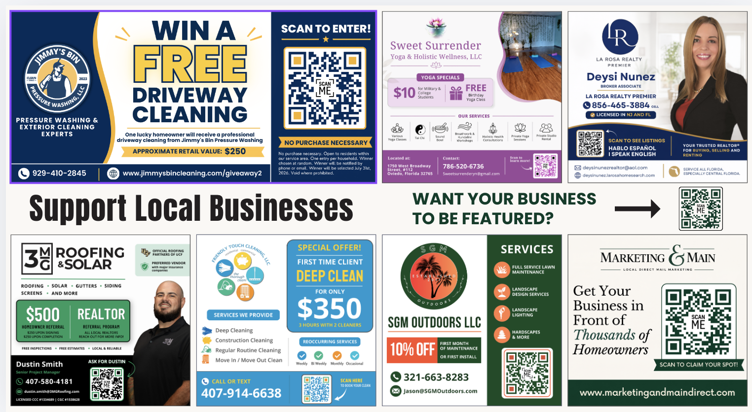 Delivered Oviedo Business Insider postcard, back.