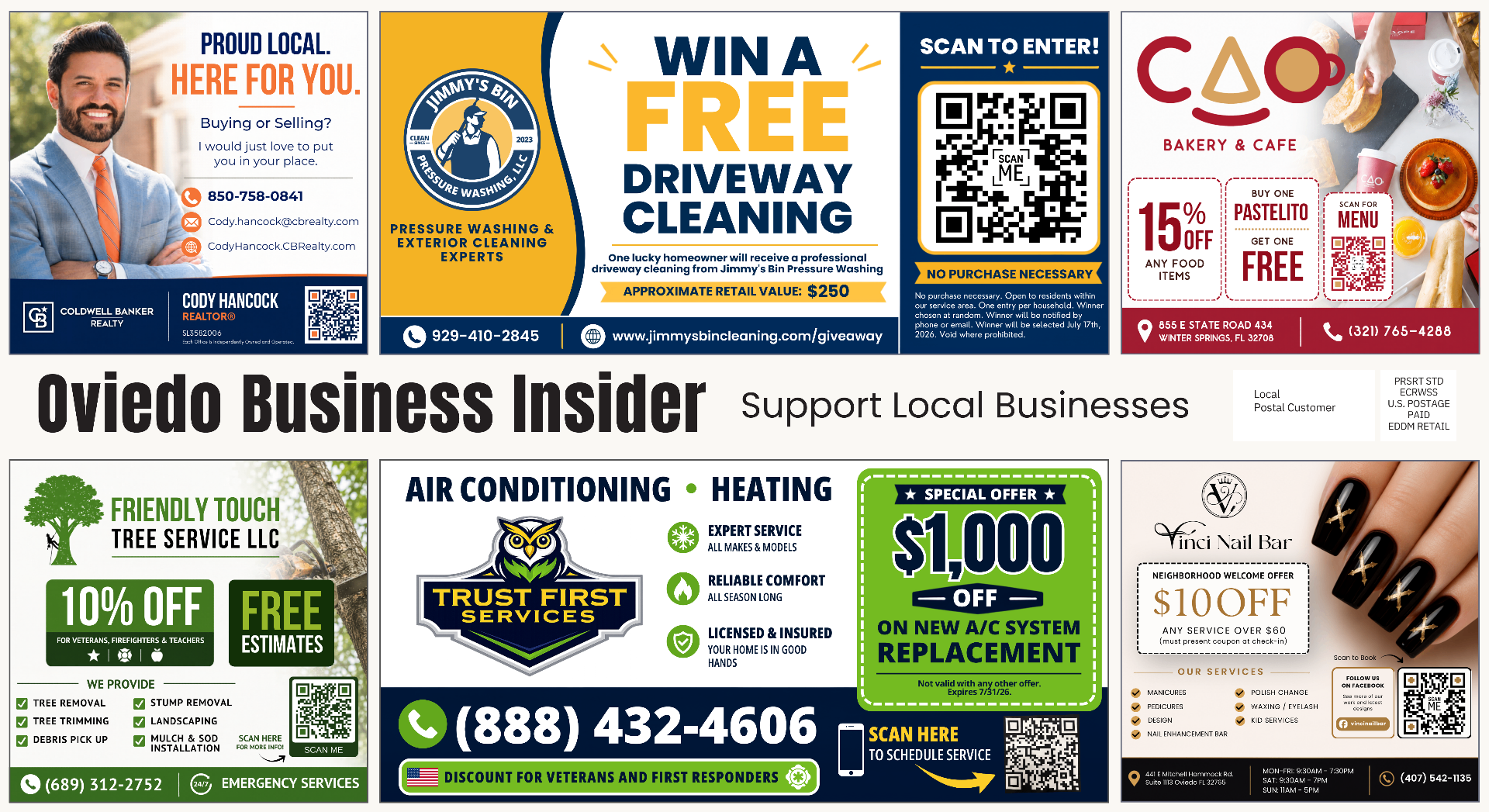 Delivered Oviedo Business Insider postcard — front.