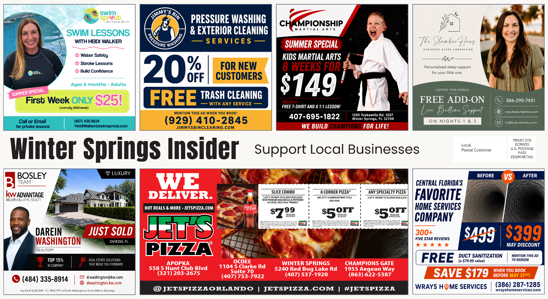 Delivered Winter Springs Insider postcard — front.